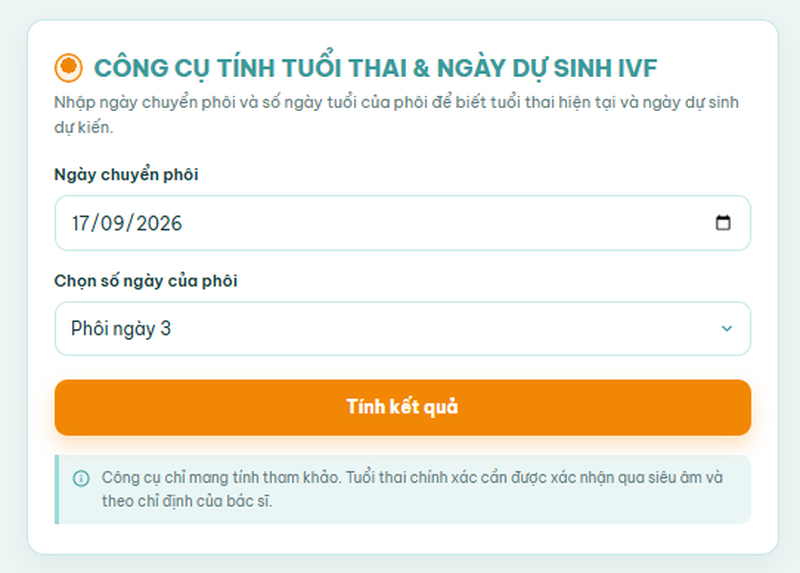 C&ocirc;ng cụ t&iacute;nh tuổi thai IVF do EUROFINS GENTIS ph&aacute;t triển