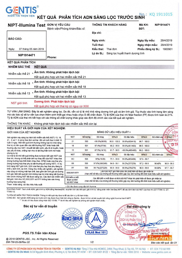 VỀ ISO 15189:2012 được cấp cho GENTIS