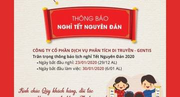 Thông báo nghỉ Tết Nguyên Đán 2020 của GENTIS