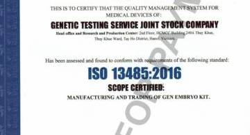 GENTIS vui mừng đón nhận Chứng nhận hệ thống quản lý chất lượng ISO 13485:2016
