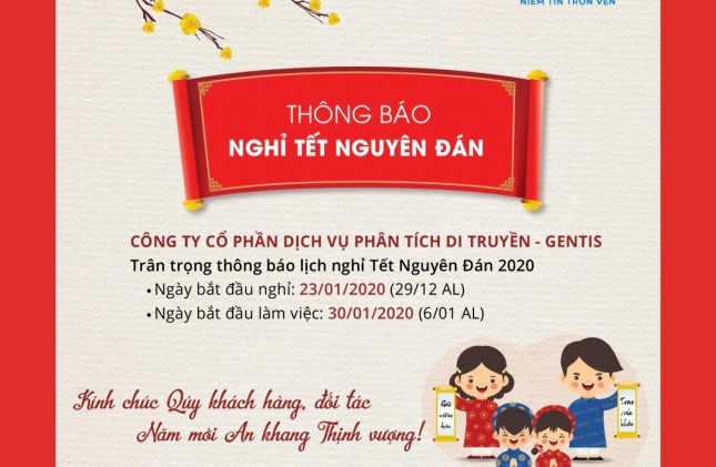 Thông báo nghỉ Tết Nguyên Đán 2020 của GENTIS