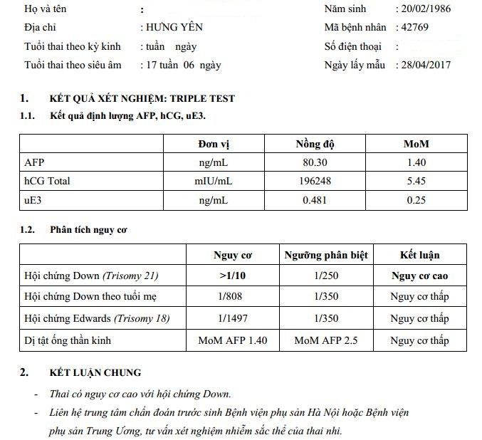 Yếu tố ảnh hưởng đến kết quả triple test